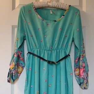 PinkBlush mint floral border maternity dress